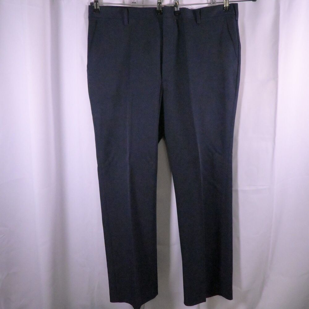 VTG JCPenney Comfort Slacks Mens 42x31 Navy Blue High Rise Dress Pants‎ Trousers
